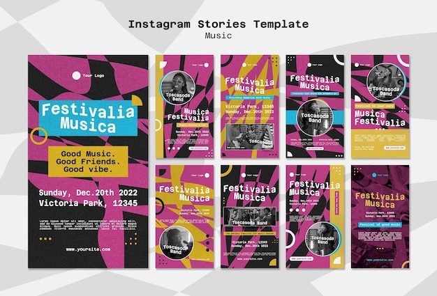 PSD storie di instagram di festival di musica astratta