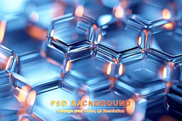 PSD abstract nanotechnology hexagonal geometric form closeup concept graphene atomic structure