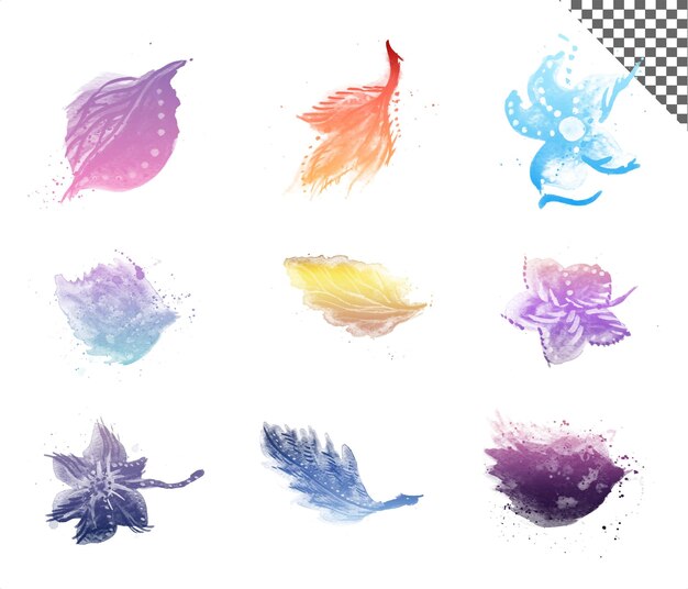 Abstract nature watercolor brush set