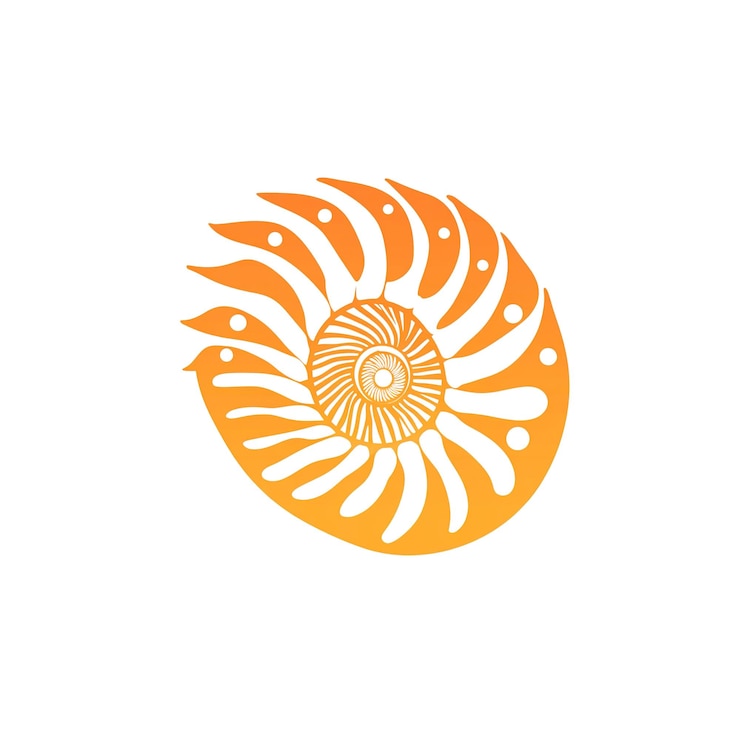 PSD abstract nautilus shell design in warm orange tones