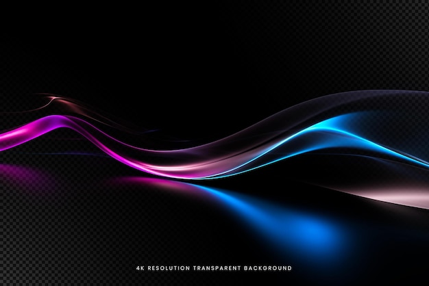 Abstract Neon gloeiende golven op transparante achtergrond