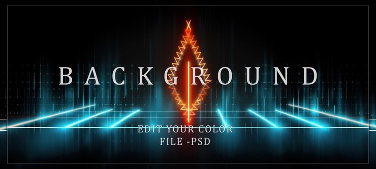 PSD abstract neon lights digital and geometric design