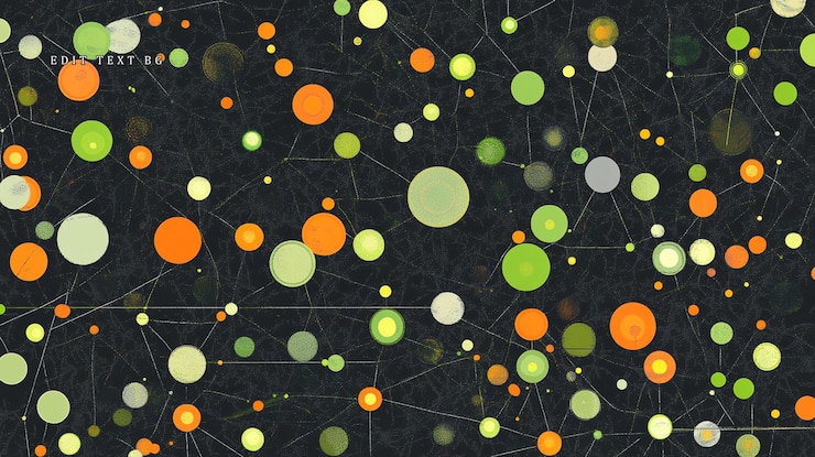 PSD abstract network background with glowing circles and lines
