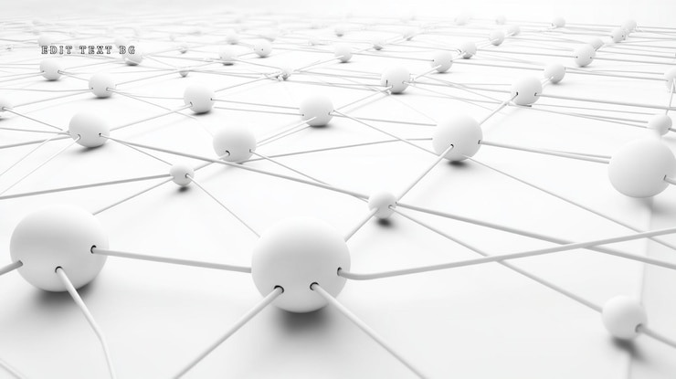 PSD abstract network of interconnected white spheres