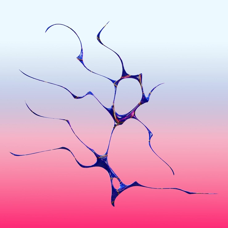 PSD abstract network structure with fluid lines and gradient colors
