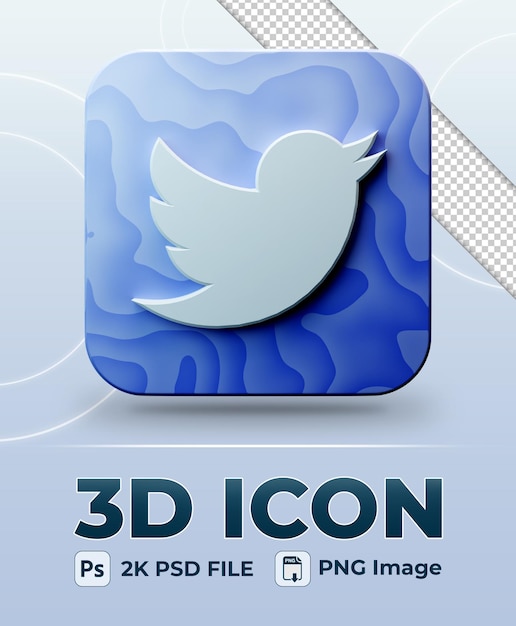 Abstract ontwerp sociale media 3d pictogram twitter