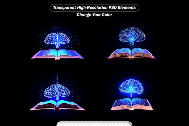 PSD libro aperto astratto con cervello blu disegno in stile low poly sfondi geometrici astratti