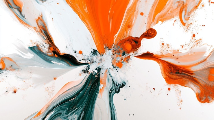PSD abstract orange white and teal paint explosion