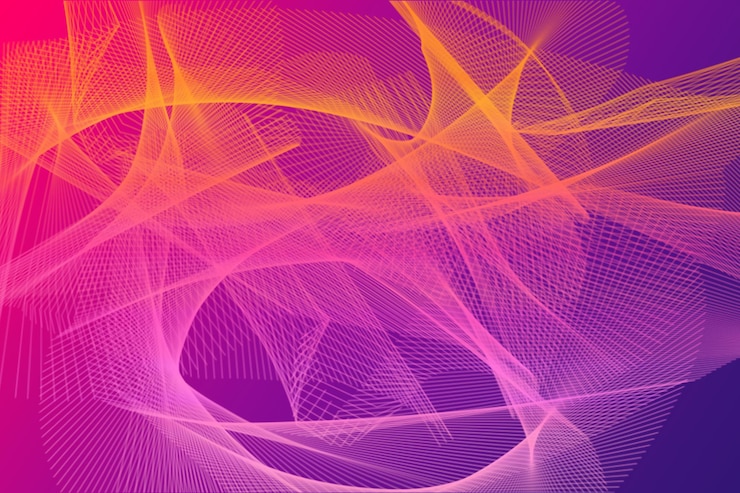 PSD abstract paarse en roze golven achtergrond met levendige lijnen en vormen in een dynamische beeldende kunst