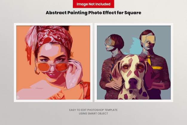 PSD abstract painting photo effect for square