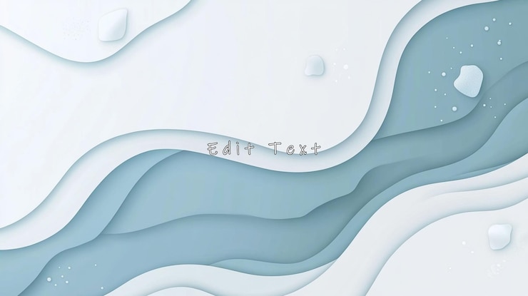 PSD 抽象的紙切割波光藍色和白色背景