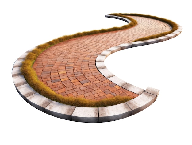 Abstract paved tiles path isolated