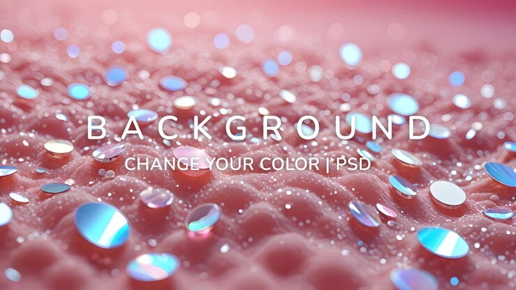 PSD abstract pink background with iridescent droplets
