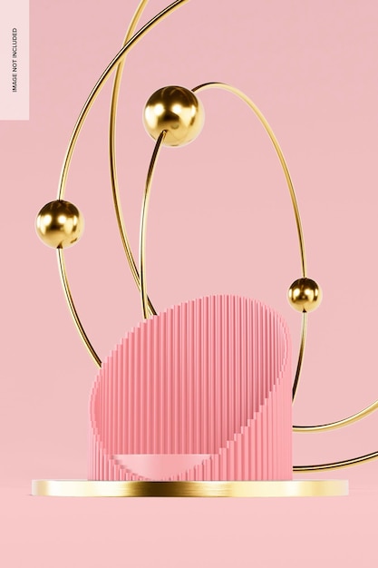 abstract pink podium mockup, right view
