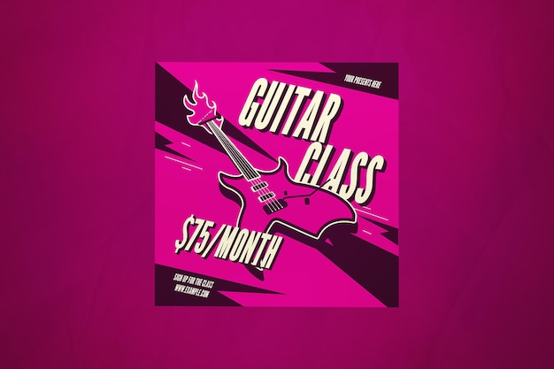 Abstract Pink Shape Guitar Class Post op sociale media