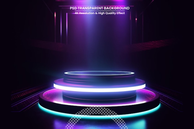 PSD abstract podium achtergrondkleur videogame van esports scifi gaming cyberpunk 3d futuristische neongloedkamer