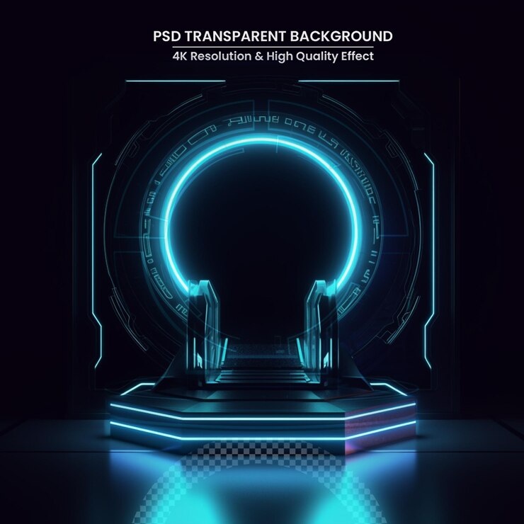 PSD abstract podium backgound video game of esports scifi gaming cyberpunk 3d futuristic neon glow room