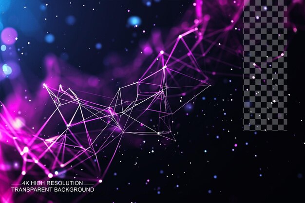 Abstract polygonal space with connecting dots and lines on transparent background