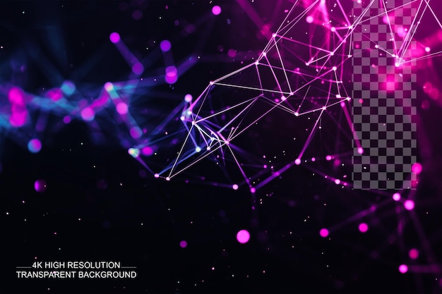 PSD abstract polygonal space with connecting dots and lines on transparent background