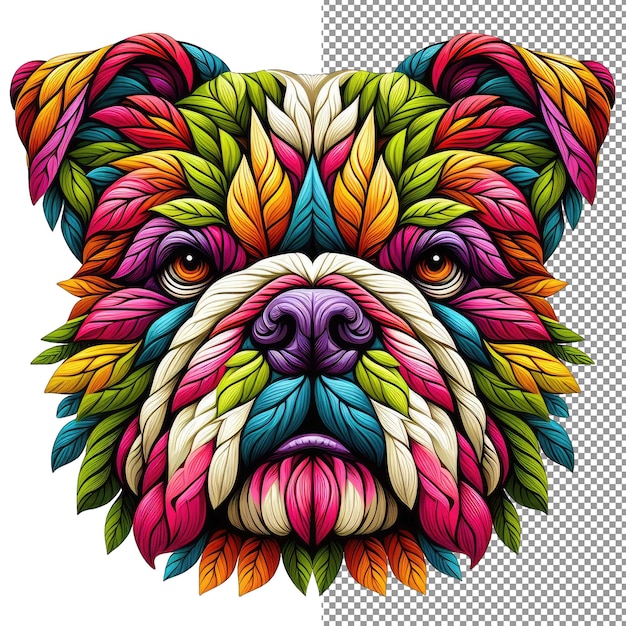 PSD abstract pooch artistic dog face on transparent background
