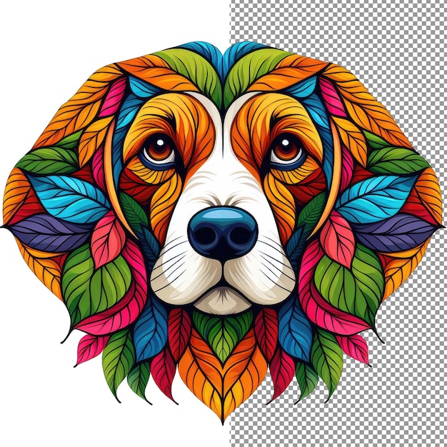 PSD abstract pooch artistiek hondengezicht op transparante achtergrond