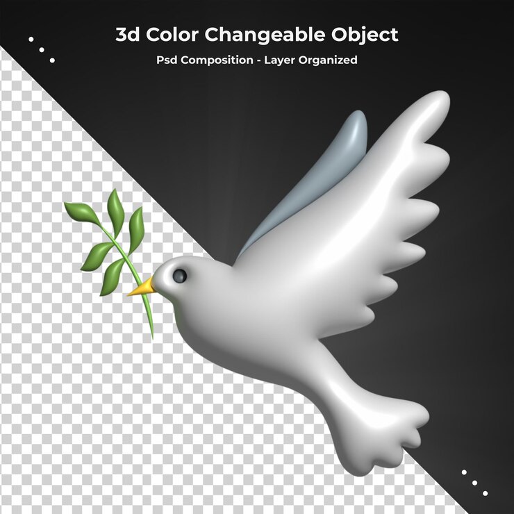 PSD 파란색 비둘기 새 캐릭터 3d 렌더링이 있는 추상 포스터 스타일
