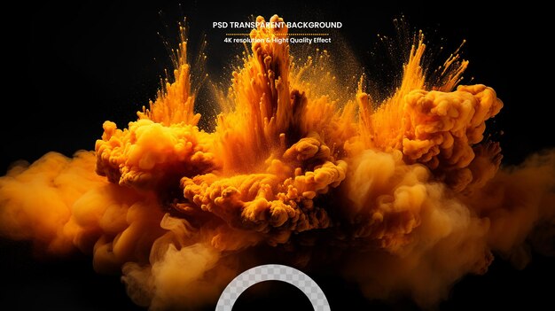 PSD abstract powder splatted backgroundfreeze motion of orange powder explodingthrowing orange dust