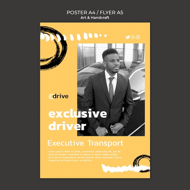 PSD abstract private transport flyer