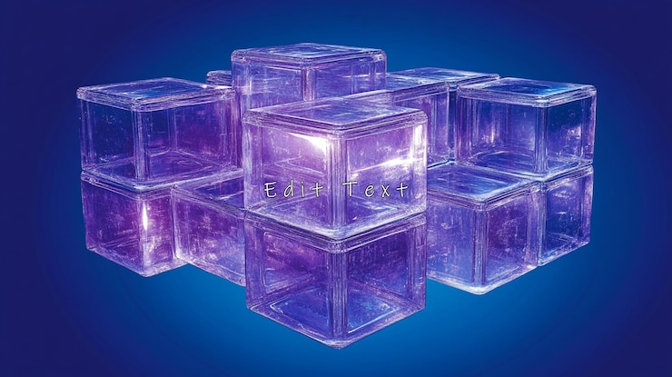 PSD abstract purple and blue glass cubes