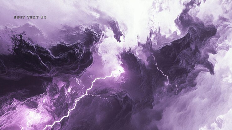 PSD 抽象的な紫色の雷嵐の雲景色