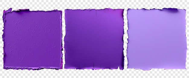 PSD Абстрактный фиолетовый разорванный лист бумаги в наборе из трех