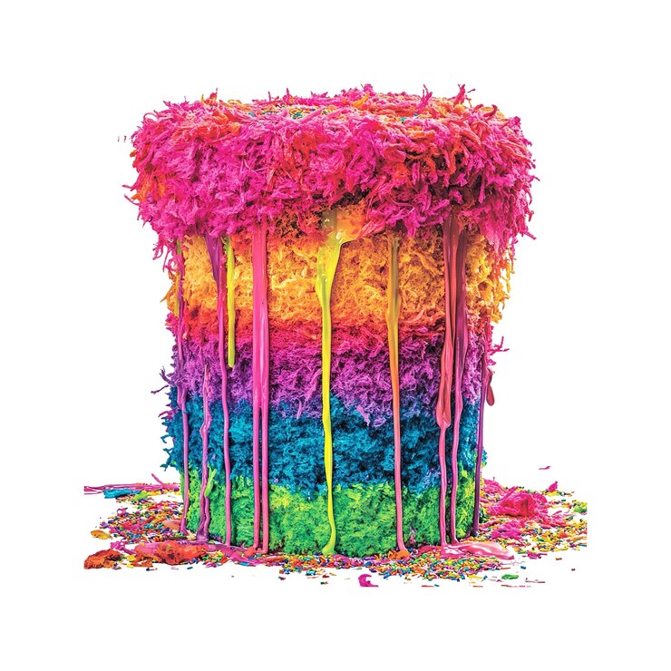 PSD abstract rainbow paint dripping on colorful surface