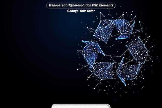 PSD abstract riciclare i segnali in forma di linee e triangoli che collegano la rete di punti