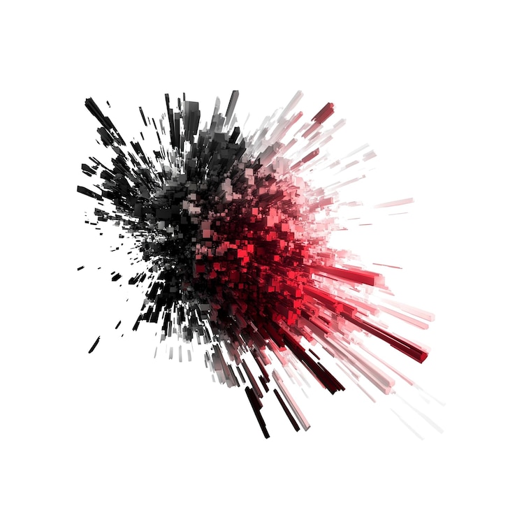 PSD abstract red and black 3d explosion digital art