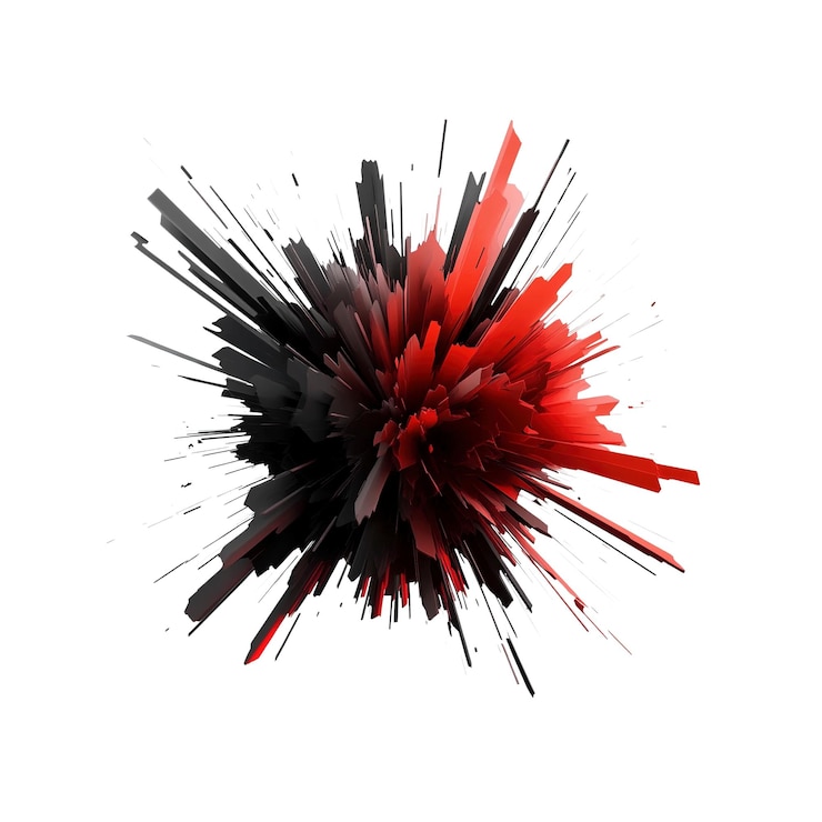 PSD abstract red and black explosion dynamic 3d spiky burst