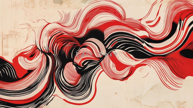 PSD abstract red and black wave painting