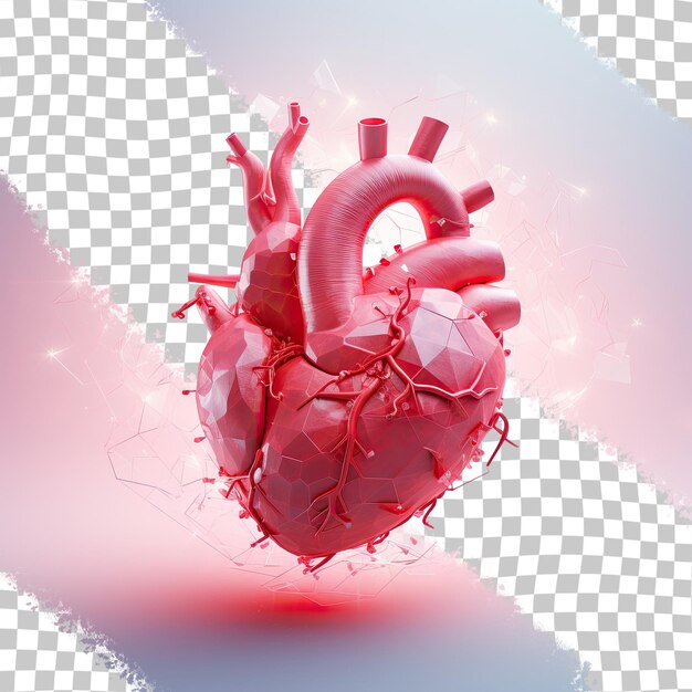 PSD 심장마비 문제에 특별히 초점을 맞춘 건강 의학 및 심장학을 나타내는 추상적인 은 심장 투명한 배경