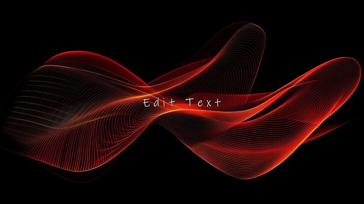 PSD abstract red and orange wave on black background
