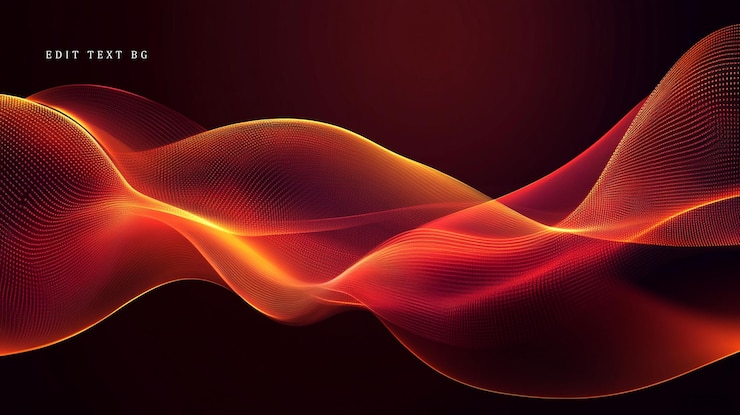 PSD abstract red and orange wave flowing on dark background