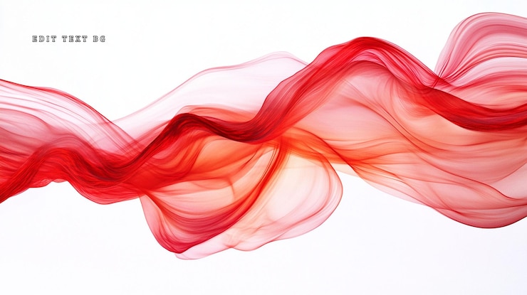 PSD abstract red wave flowing on white background