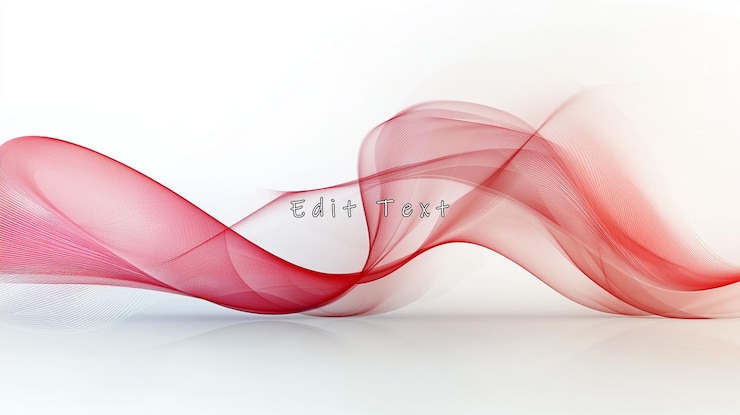 PSD abstract red wave flowing on white background