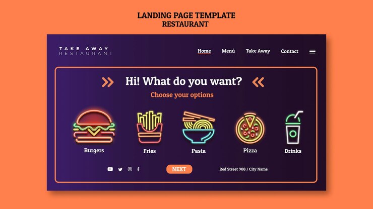 PSD abstract restaurant web template