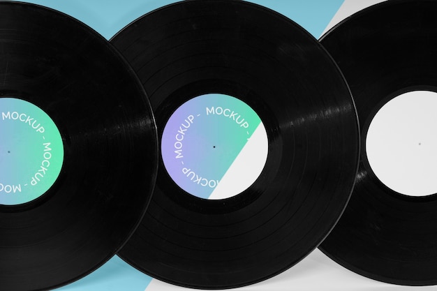 PSD abstract retro vinyl disk with packaging mock-up