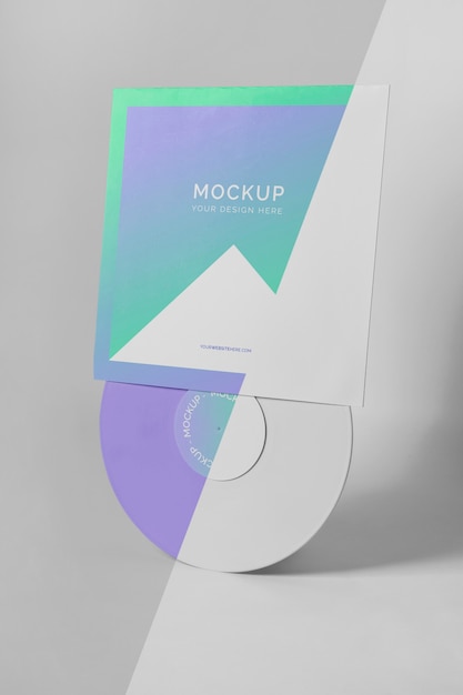 PSD abstract retro vinyl disk with packaging mock-up