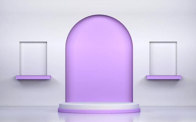Abstract scene and podium for product display with geometric shapes