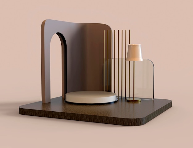 Abstract Scene For Display. 3d Rendering