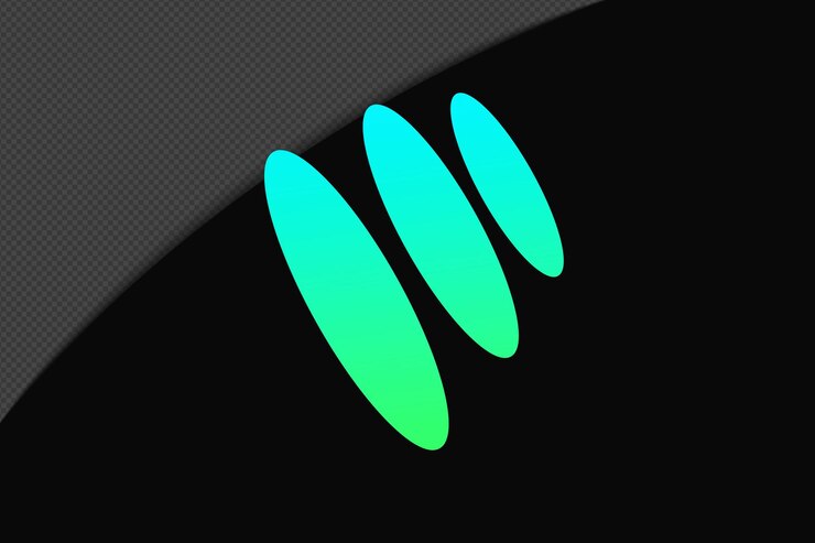 PSD abstract shape gradient element with green blue color template psd png design