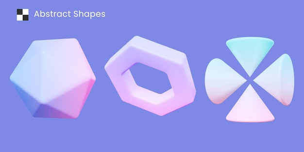 Abstract shapes 3d object with gradient color