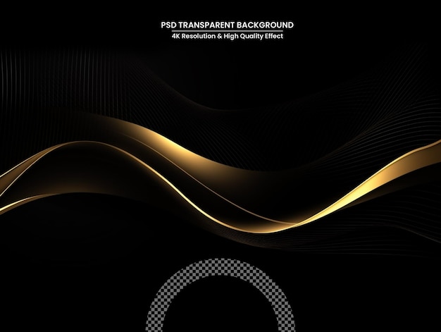 PSD abstract shiny color gold wave design element with glitter effect on transparent background