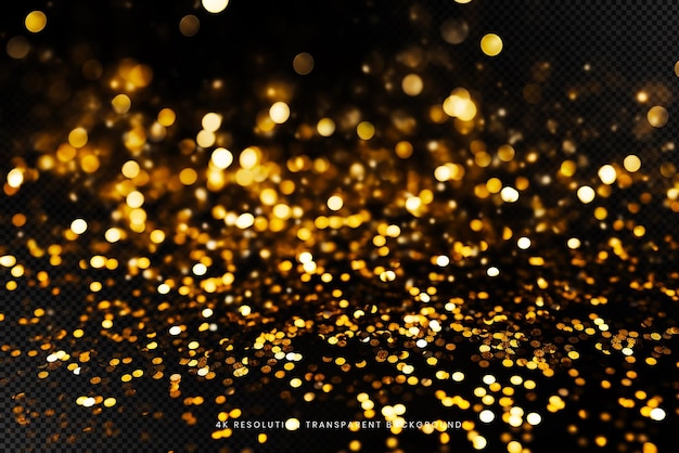 PSD abstract shiny color golden glitter on transparent background